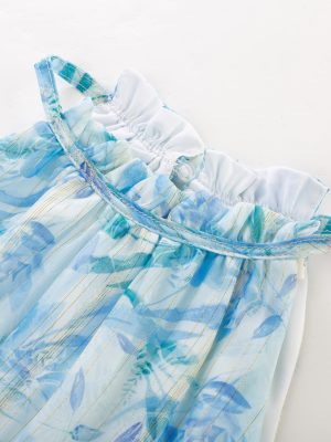 Girls Summer Floral Dress Sleeveless Maxi Flowy Hawiian Beach Party Dress 5-14 Years