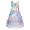 Flower Girl Dress V-Back Sequin Party Tulle Dresses Kids Birthday Formal Wedding Pageant Princess Dress 5-12