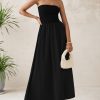Women 2025 Summer Elegant Strapless Maxi Dress Tube Top Dress A Line Flowy Long Wedding Party Cocktail Dresses