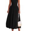 Women's 2025 Summer Strapless Tube Midi Dress Smocked A Line Bubble Long Flowy Casual Elegant Party Dresses