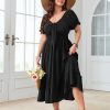 Women's Plus Size Summer Dress Casual V Neck Short Sleeve Maxi Dress Bow Tie Boho Swing Flowy Long Dresses