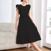 Girls Summer Dresses Ruffle Sleeve Dress A Line Swing Belted Casual Solid Color Party Dress 6-14 Years
