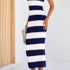 Casual Spring Dresses for Women 2025 Sleeveless Spaghetti Strap Striped Maxi Dress Party Beach Long Dress