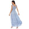 Women's 2025 Summer Boho Floral Print Tiered Casual Flowy Long Maxi Dress