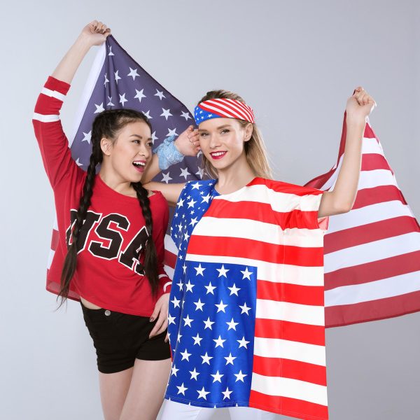 American Flag Dress Set for Women Include Patriotic Flag Dress American Flag Socks Bandana for 4th of July