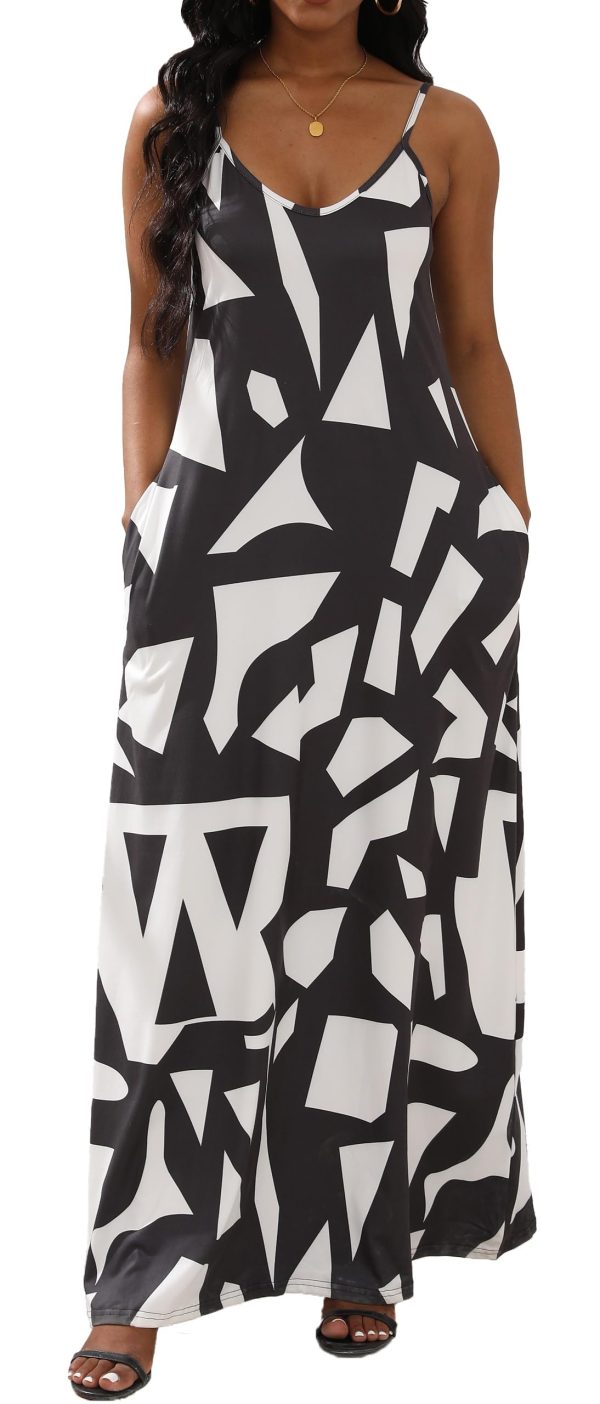 Womens Casual Fashion Sleeveless Plus Size Loose Long Sexy Maxi Dress with Pockets