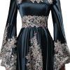 Vintage Long Sleeves Formal Evening Gowns A Line Women Gothic Dresses