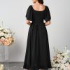 Womens Formal Wedding Guest Dress Short Sleeve V Neck Flowy A Line Elegant Cocktail Bridesmaid Long Maxi Dresses