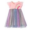 Girl Easter Dresses Short Ruffle Sleeve Cotton Tulle Tutu Birthday Party Dresses