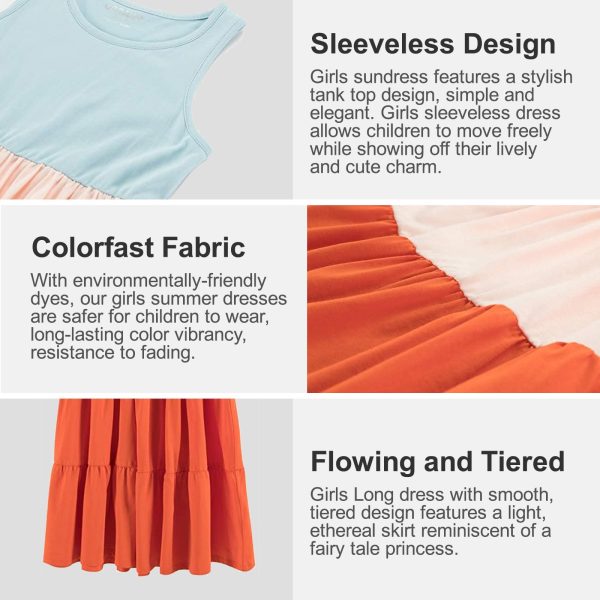 Kids Girls 100% Cotton 1 or 2 Packs Sleeveless Long Maxi Tiered Dress (Age 3-12 Years)