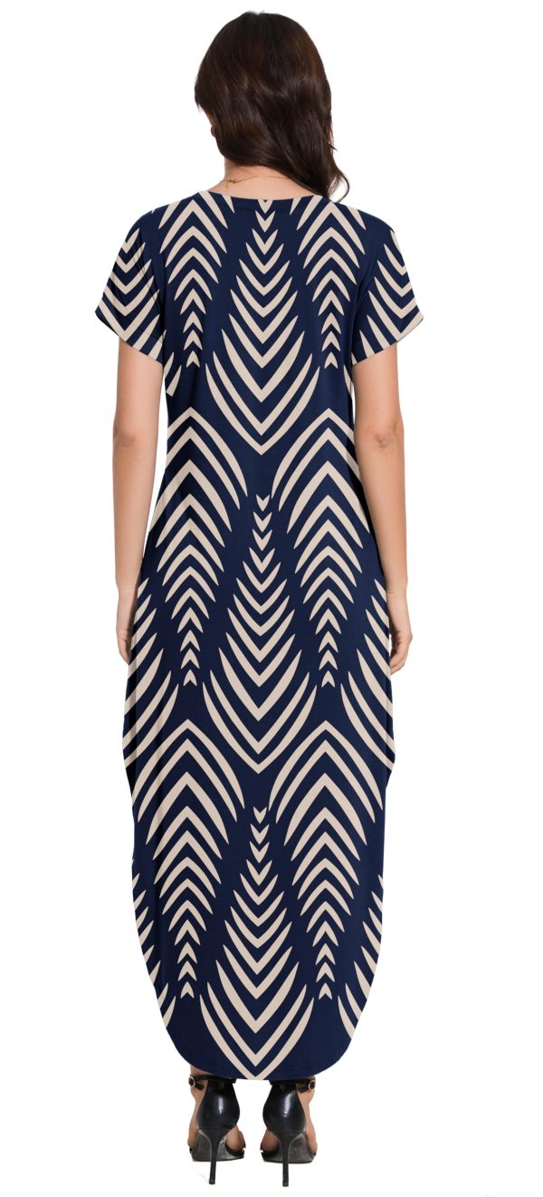 Women Summer Long Sundress Crewneck Short Sleeve Maxi Dress 2025 Casual Loose Beach Dress with Pockets