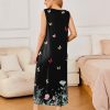 Nightgowns for Women Sleeveless Sleepshirt Long Print House Dress Tank Nightshirt Maxi Casual Dress with Pockets