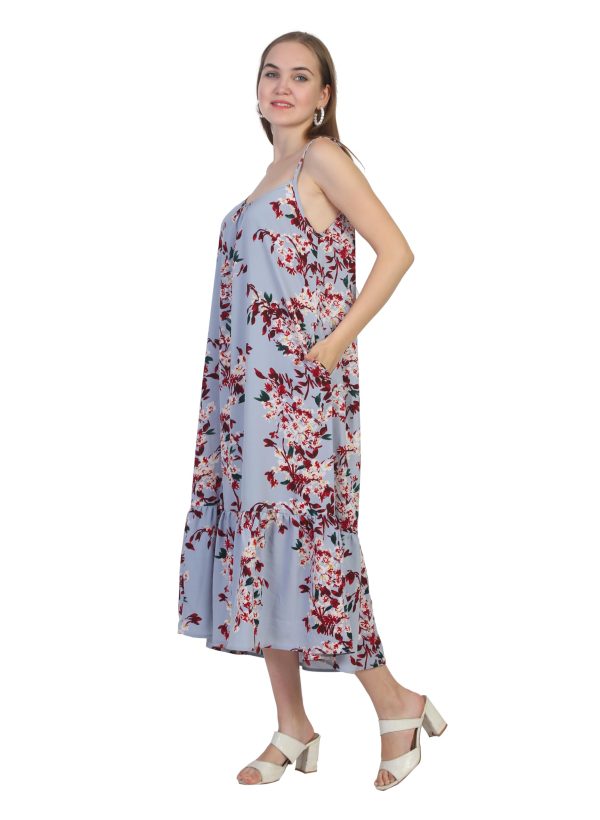 Women Summer Casual Loose Sleeveless Spaghetti Strap Beach Maxi Long Dress with Pockets