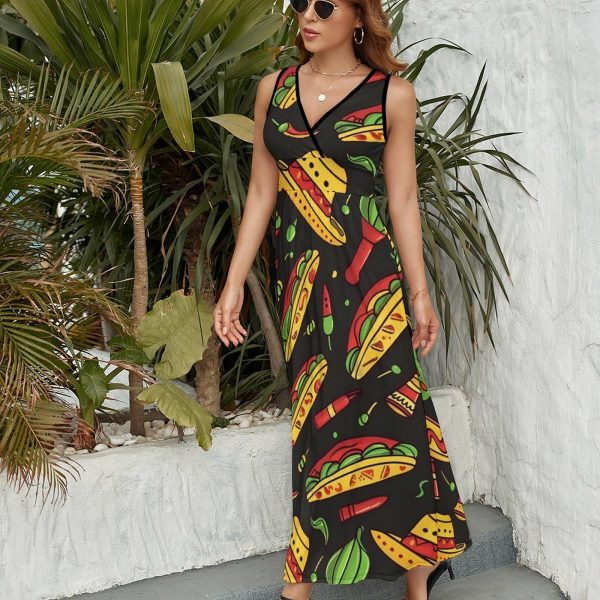 National Taco Day Womens Casual Sleeveless Dress Maxi Long Beach Dress Sundress