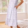 Women's Nightgowns Long Sleeveless Night gown with Pockets Soft Ladies Nightdress