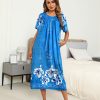 Women's House Dress with Pockets Long Nightgowns for Women House Dress Pleated Front Moo Moos for Women S-XXXL