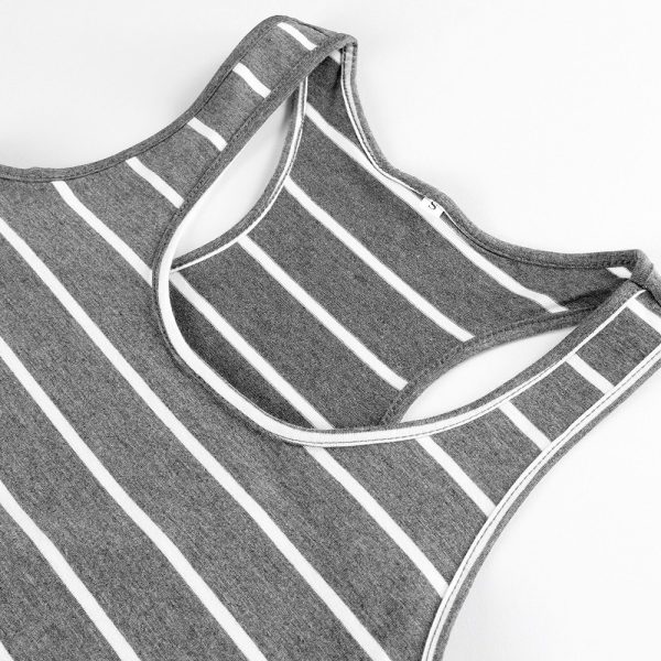 Women Sleeveless Scoop Neck Striped Maxi Sundresses Loose Racerback Long Dress