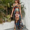 Indian Woman Oil Painting Womens Casual Sleeveless Dress Maxi Long Beach Dress Sundress