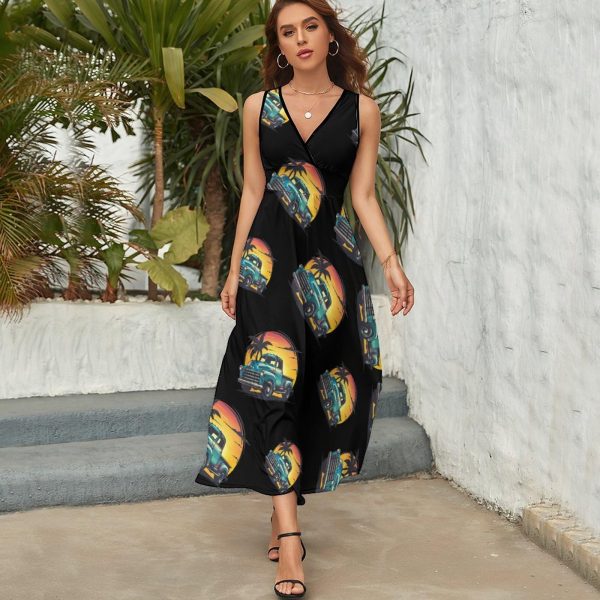Vintage Truck Womens Casual Sleeveless Dress Maxi Long Beach Dress Sundress