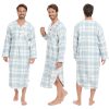 Men's 2 Pack Lightweight Cotton Flannel Sleep Shirt, Long Henley Nightshirt Pajamas