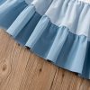 Girls' Color Block Ruffle Trim Sleeveless High Waist Flared Long Cami Dress