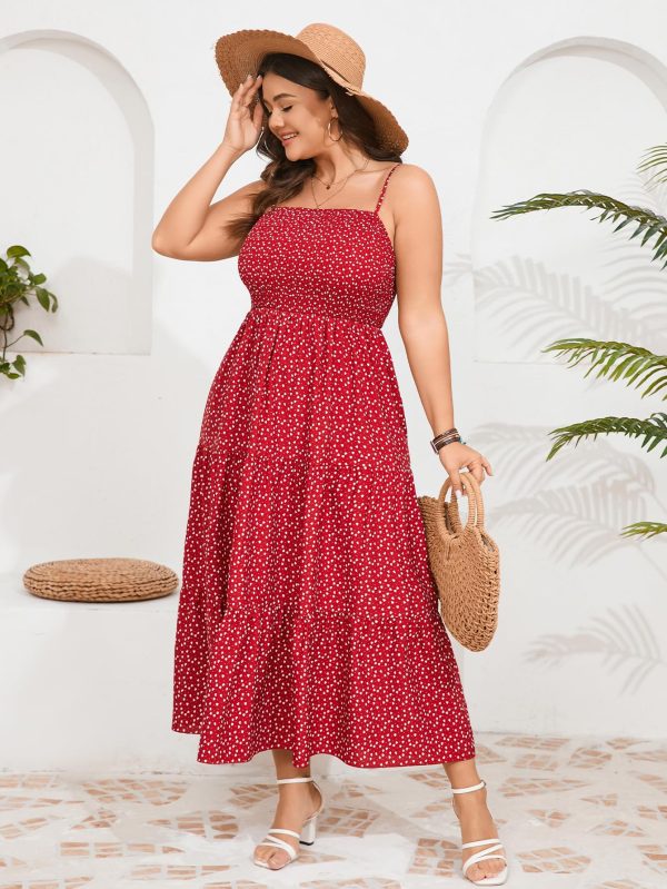 Women's Plus Size Summer Maxi Dress Sleeveless Spaghetti Strap Smocked Casual Boho Tiered Long Beach Sun Dresses
