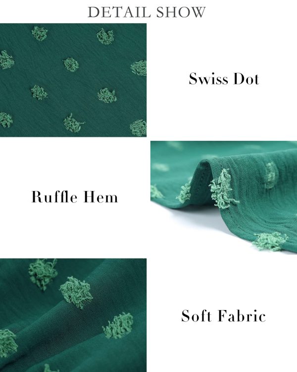 Women Short Sleeve V Neck Swiss Dot Midi Summer Dresses 2024 Boho Ruffle Long Dresses Ruffle Wedding Guest Dress