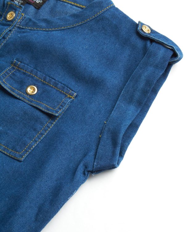 Girls' Belted Denim Dress – Durable Collar Button Up Jean Dress for Girls (Sizes: 7-16)