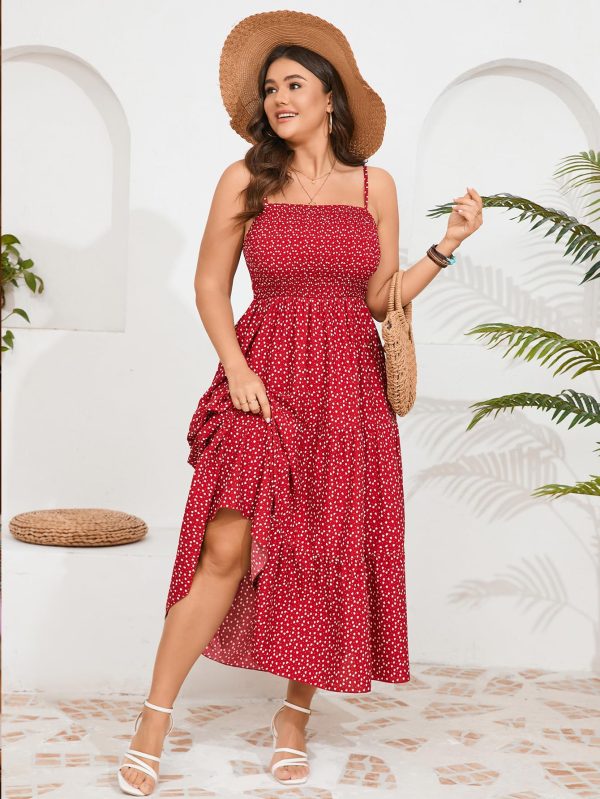 Women's Plus Size Summer Maxi Dress Sleeveless Spaghetti Strap Smocked Casual Boho Tiered Long Beach Sun Dresses