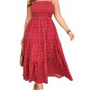 Women's Plus Size Summer Maxi Dress Sleeveless Spaghetti Strap Smocked Casual Boho Tiered Long Beach Sun Dresses
