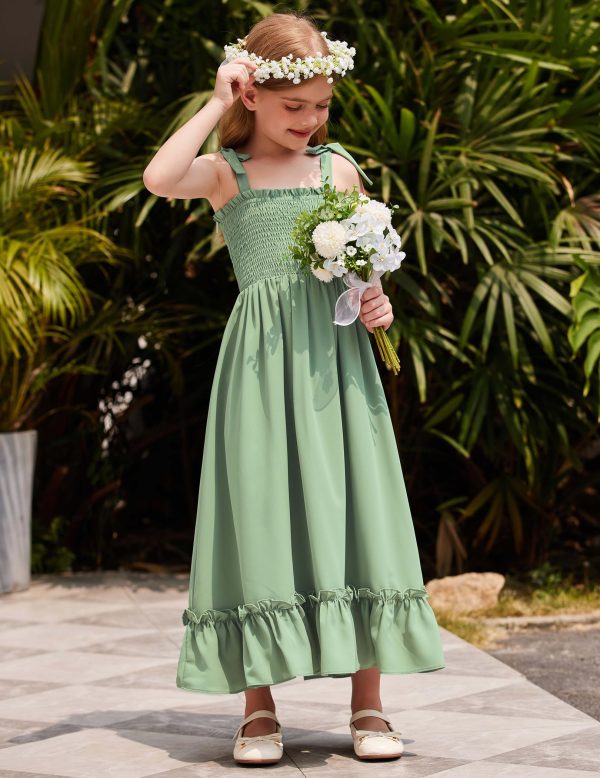 Girls Summer Dress Boho Beach Casual Smocked Maxi Dresses 6-13 Years