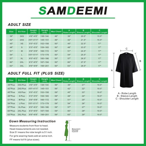 Unisex Adult Matte Graduation Gown Only, for High School, Bachelor, Choir Robes, Pulpit Robe, Pastor and Halloween