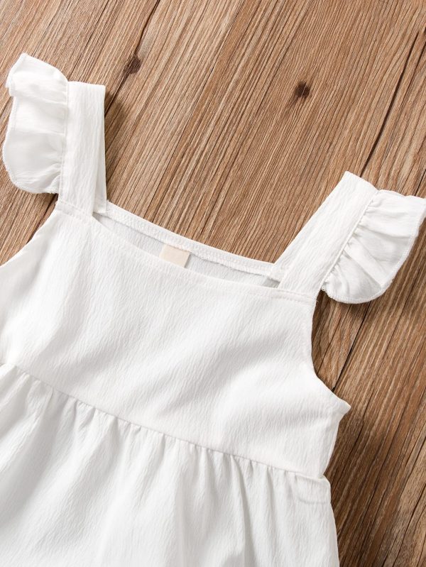 Girls' Color Block Ruffle Trim Sleeveless High Waist Flared Long Cami Dress
