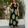 Calm Meditating Puppy Dog Yoga Mandala Womens Casual Sleeveless Dress Maxi Long Beach Dress Sundress