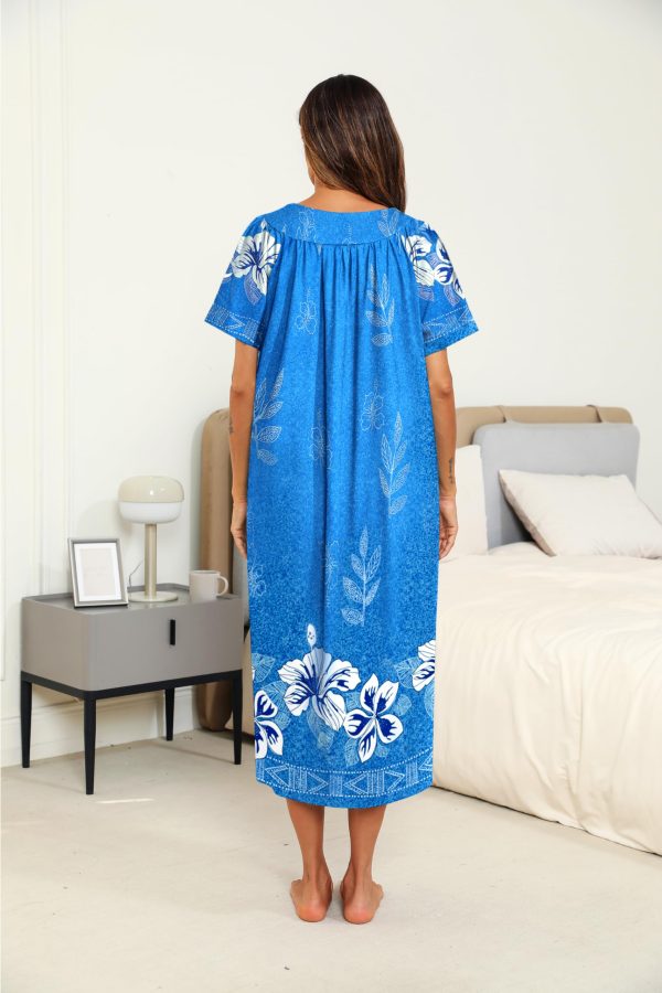 Women's House Dress with Pockets Long Nightgowns for Women House Dress Pleated Front Moo Moos for Women S-XXXL