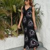Goat Print Occult Eye Themes Devil Womens Casual Sleeveless Dress Maxi Long Beach Dress Sundress