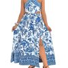 Girl's Summer Long Dress Cut Out Halter Neck Slit Beach Vacation Dresses