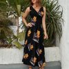 Orange Cat Playing Piano Music Womens Casual Sleeveless Dress Maxi Long Beach Dress Sundress