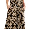 Women Summer Crew Neck Casual Short Sleeve Solid Floral Print Long Maxi Dress with Pockets