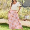 Women's Midi Summer 2025 Boho Elastic High Waist A-Line Flowy Swing Asymmetric Tiered Skirt Dress with Pockets