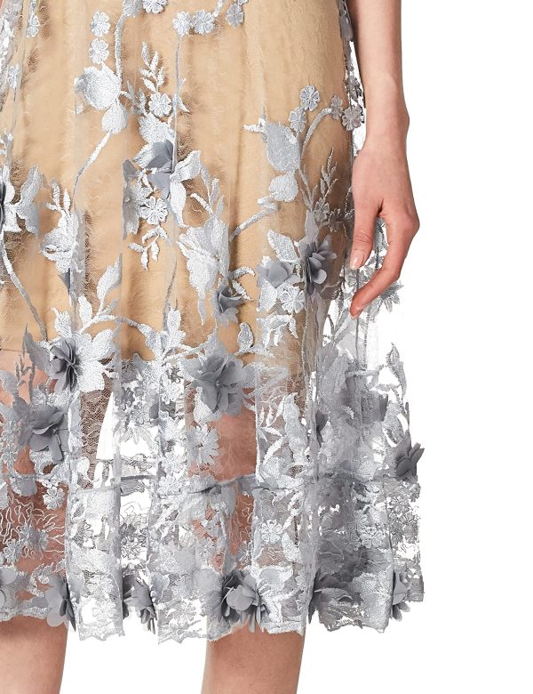 Women's Audrey Spaghetti Strap Midi A-line 3D Floral Dress