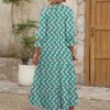 Women's Boho Maxi Dresses 2025 Summer Casual V Neck Puff Sleeve Floral Tiered Flowy Swing Beach Vacation Long Dress